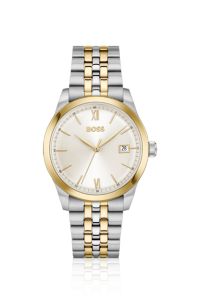 Langford two-tone watch with five-link bracelet, Silver tone