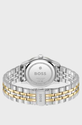 Langford two-tone watch with five-link bracelet, Silver tone
