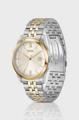 Langford two-tone watch with five-link bracelet, Silver tone