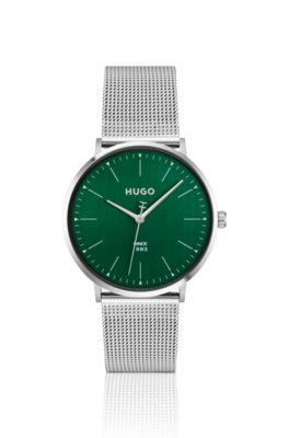 #Style 3H green-dial watch with mesh bracelet