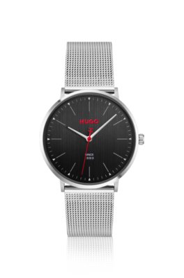 #Style 3H black-dial watch with mesh bracelet