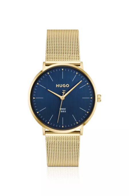 #Style 3H blue-dial watch with mesh bracelet