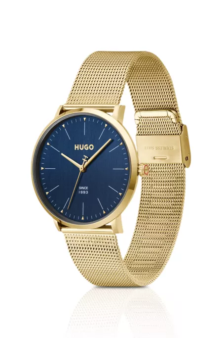 #Style 3H blue-dial watch with mesh bracelet