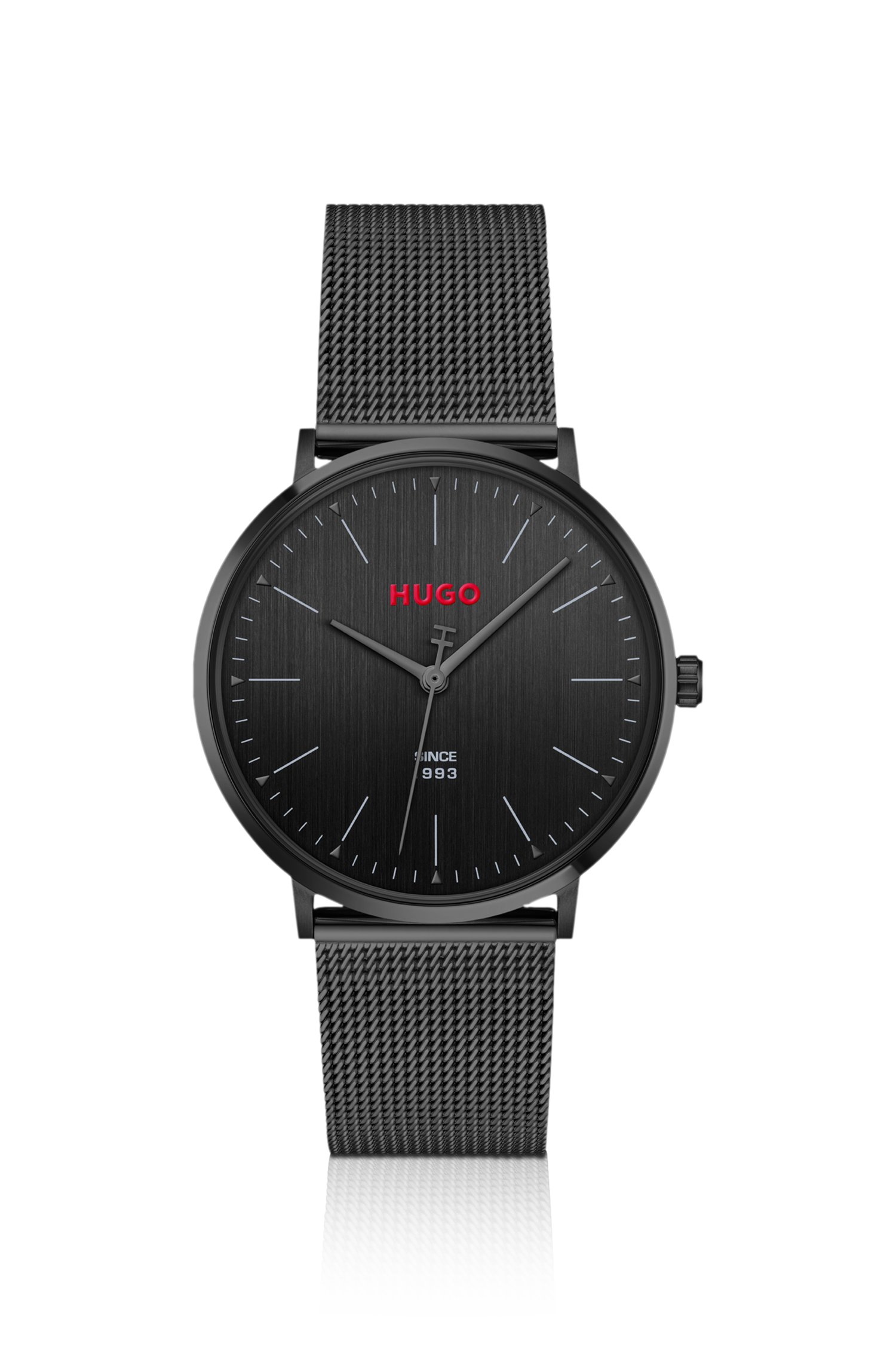 Hugo #Style 3H all-black watch with mesh bracelet klockor herr