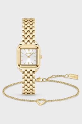 Mae Petite cadeauset met goudkleurig horloge en armband, Goudkleurig