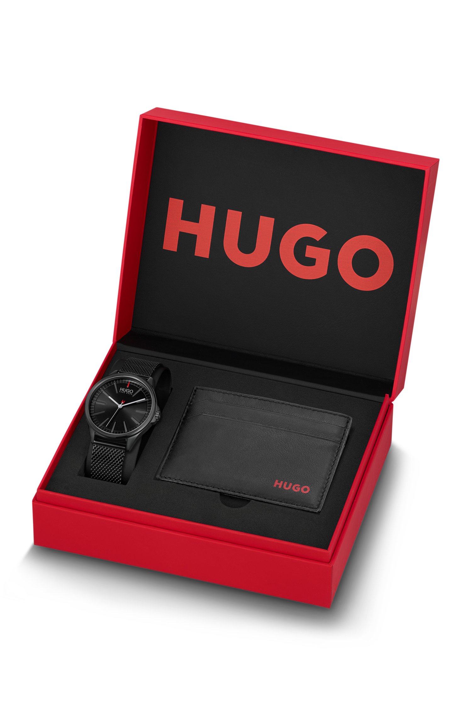 Hugo #Smash black-plated watch and card holder gift set klockor herr