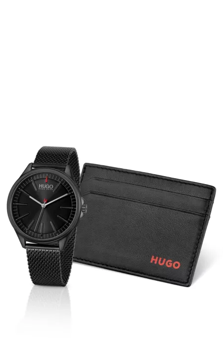#Smash Geschenk-Set mit Kartenetui und schwarz beschichteter Uhr