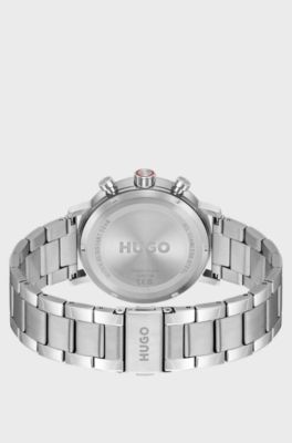 #Takeoff stainless-steel watch with blue dial, Silver tone