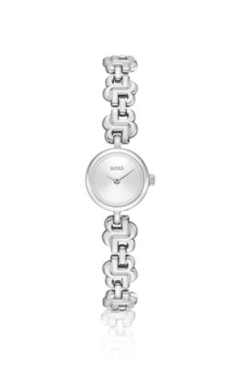 Double B Dressy stainless-steel watch with monogram bracelet, Silver tone