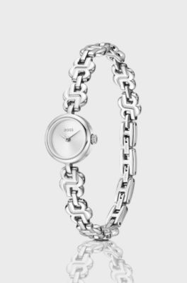 Double B Dressy Montre en acier inoxydable avec bracelet &agrave; monogramme Double B, Couleur argent&eacute;e