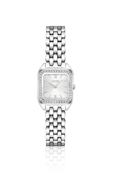 Mae Petite stainless-steel watch with crystal-set bezel