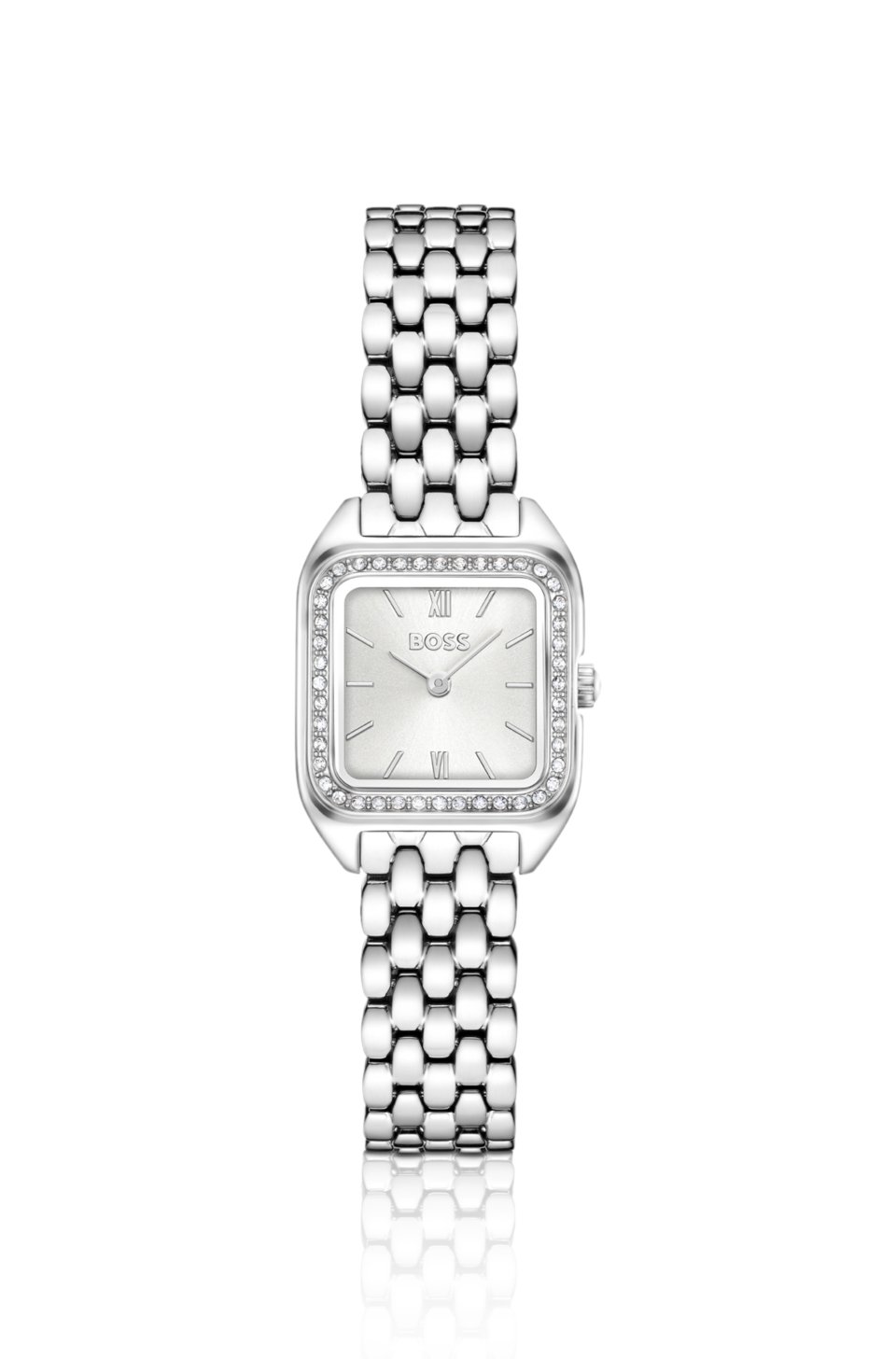 Mae Petite stainless-steel watch with crystal-set bezel