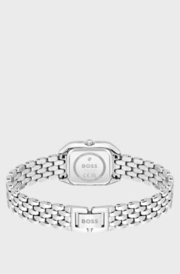 Mae Petite stainless-steel watch with crystal-set bezel, Silver tone