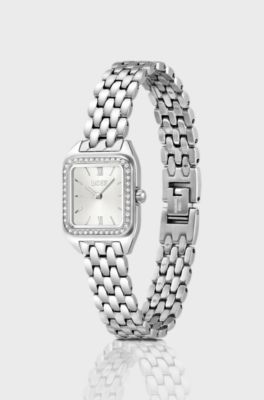 Mae Petite stainless-steel watch with crystal-set bezel, Silver tone