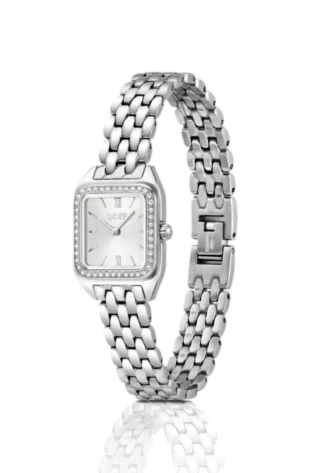 Mae Petite stainless-steel watch with crystal-set bezel