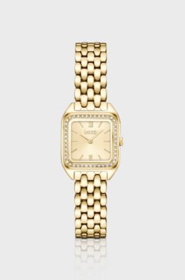 Mae Petite gold-tone watch with crystal-set bezel, Gold tone