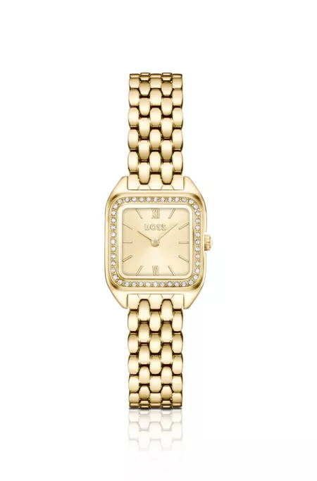 Mae Petite gold-tone watch with crystal-set bezel