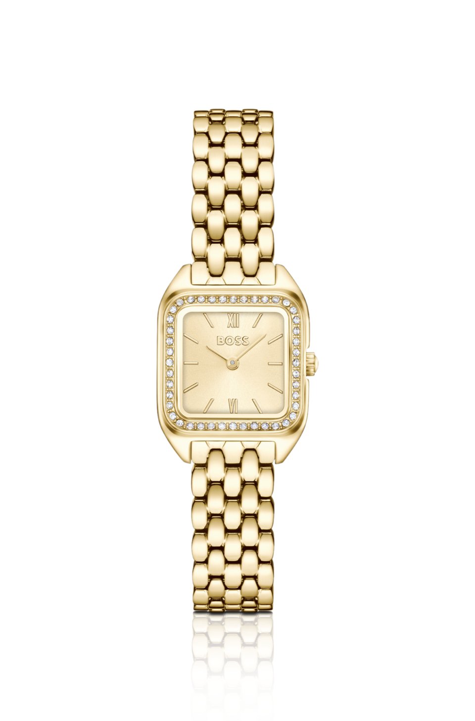 Mae Petite gold-tone watch with crystal-set bezel