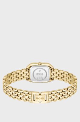Mae Petite gold-tone watch with crystal-set bezel, Gold tone