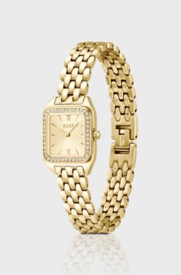 Mae Petite gold-tone watch with crystal-set bezel, Gold tone