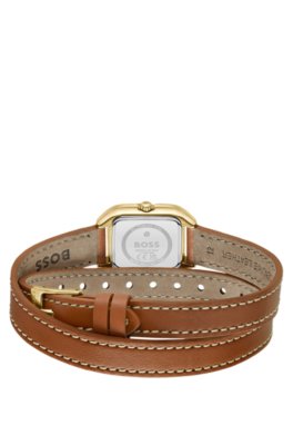 Boss Mae Petite golden watch with double-wrap leather strap analoga klockor dam – bild 2