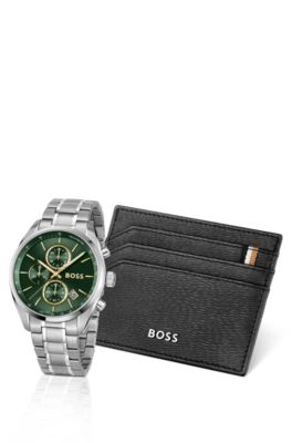 BOSS - Grand Prix 44 watch and card holder gift set - Silver tone