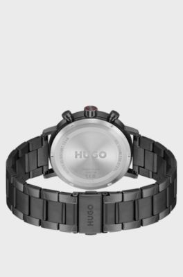 #Takeoff black-plated watch with black dial, Black