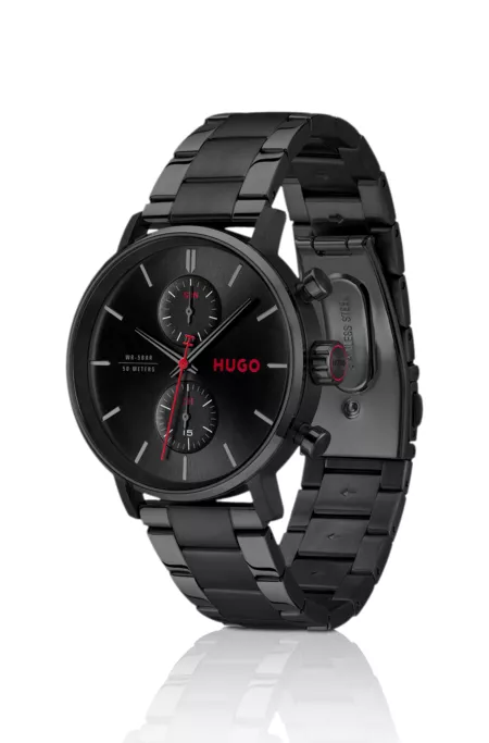 #Takeoff montre en acier plaqué noir avec cadran noir