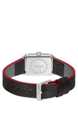 Hugo #Steeze rectangular stainless-steel watch with black dial analoga klockor herr – bild 2