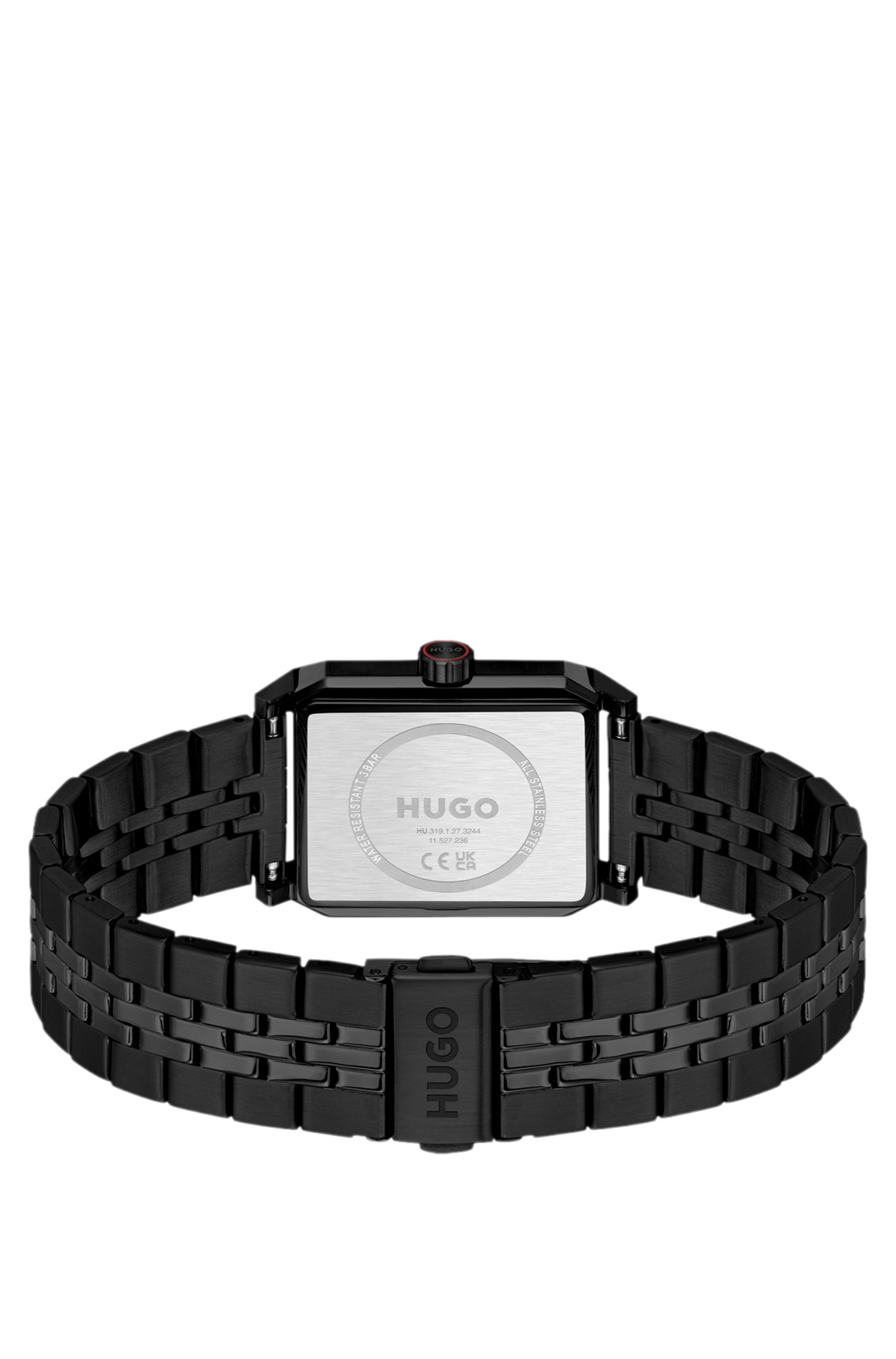 Hugo #Steeze rectangular black-plated watch with black dial klockor herr – bild 2