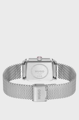 #Steeze Undercover stainless-steel watch with jump-hour dial, Silver tone