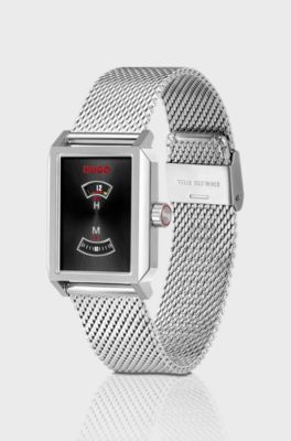 #Steeze Undercover stainless-steel watch with jump-hour dial, Silver tone