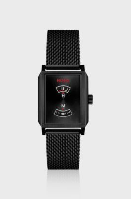 #Steeze Undercover black-plated watch with jump-hour dial, Black