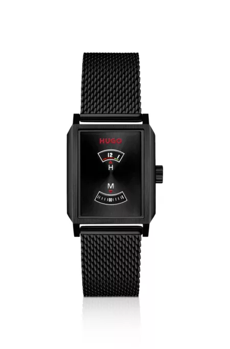 #Steeze Undercover Montre en acier plaqué noir à cadran à heure sautante