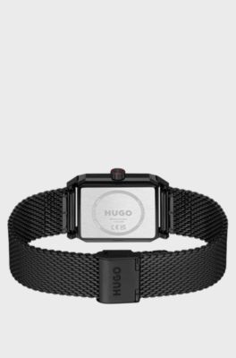 #Steeze Undercover black-plated watch with jump-hour dial, Black