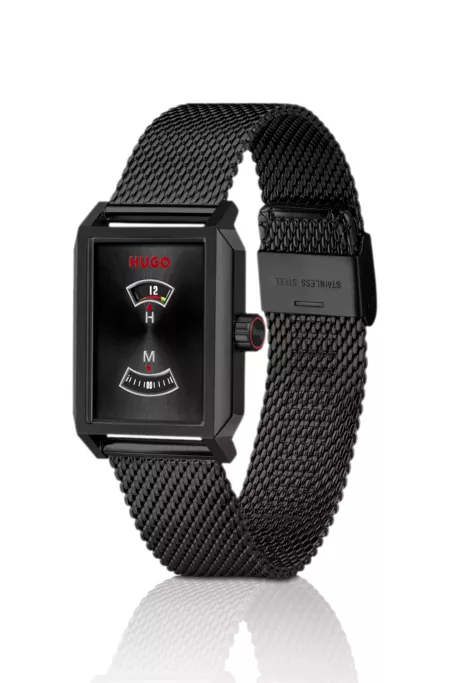 #Steeze Undercover Montre en acier plaqué noir à cadran à heure sautante
