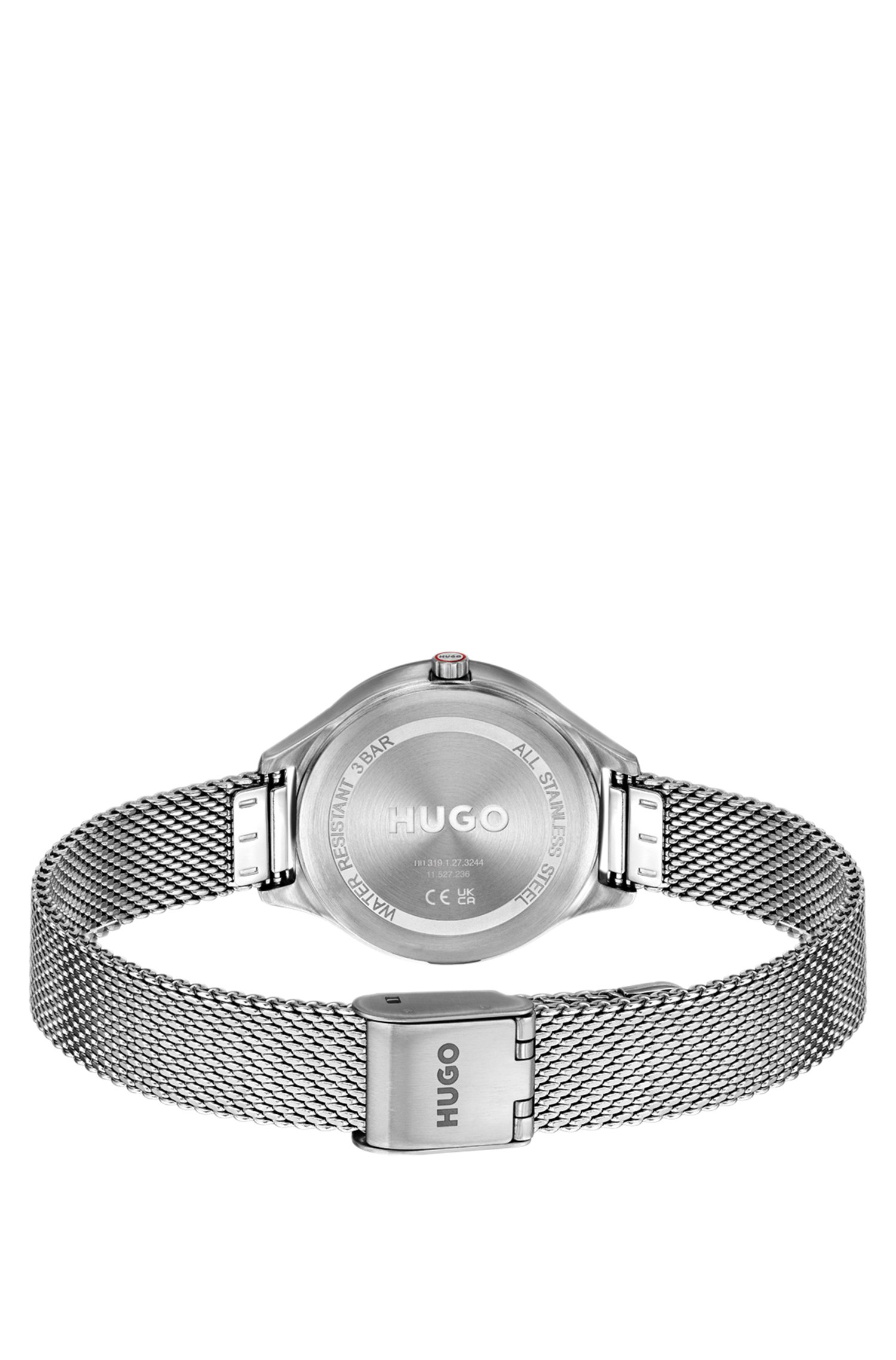 Hugo #Glossy stainless-steel watch with crystal markers klockor dam – bild 2