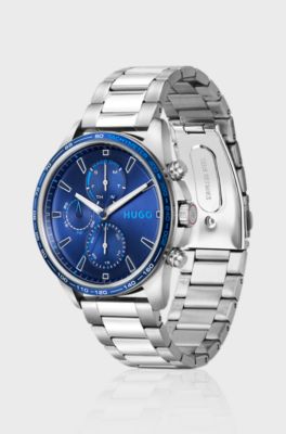 #Drift blue-dial watch in stainless steel, Silver tone
