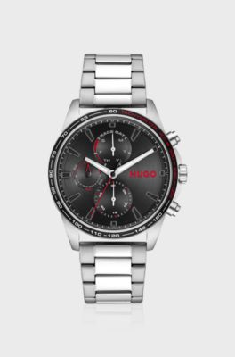 #Drift black-dial watch in stainless steel, Silver tone