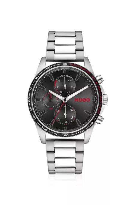 #Drift black-dial watch in stainless steel