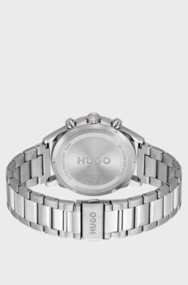 #Drift black-dial watch in stainless steel, Silver tone