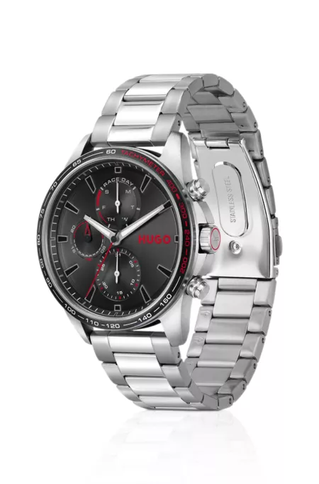 #Drift black-dial watch in stainless steel