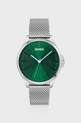 #Smash mesh-bracelet watch, Silver tone