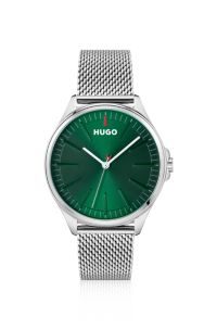#Smash mesh-bracelet watch, Silver tone