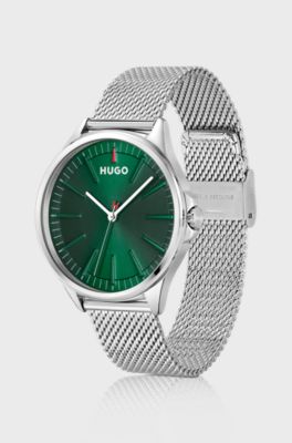 #Smash mesh-bracelet watch, Silver tone