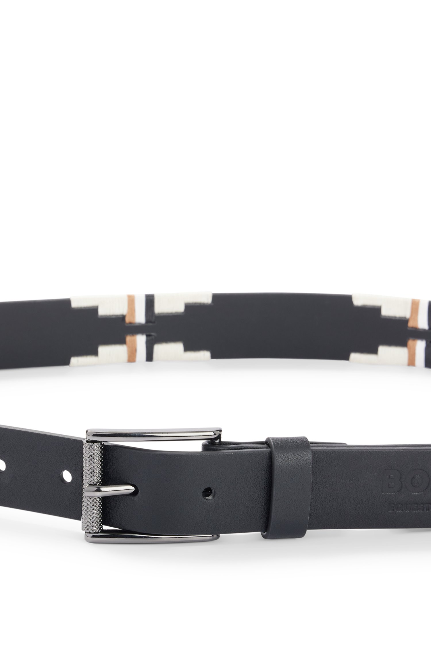 Boss Equestrian leather belt with hand-embroidered signature stripes skärp & hängslen herr – bild 2