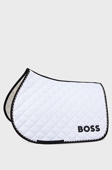 Equestrian jumping fast-drying saddle pad with monogram, White