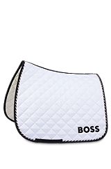 Equestrian dressage fast-drying saddle pad with monogram, White