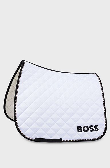 Equestrian dressage fast-drying saddle pad with monogram, White