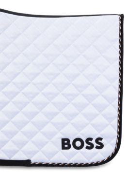 Sneldrogend dressuurzadeldek met monogram voor de ruitersport, Wit